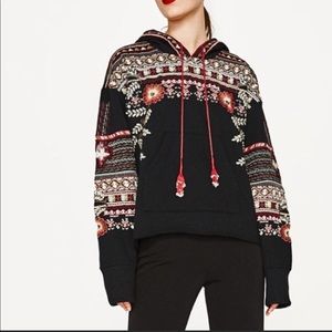 ZARA BBWM WOMAN embroidered Aztec Sweatshirt sz S